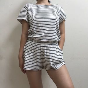 BDG Black and White Striped Romper